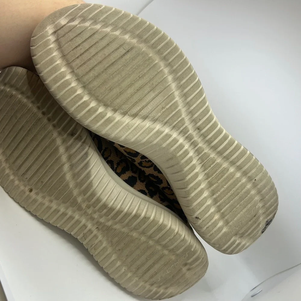 Skechers Ultra Flex Wildly Leopard Print Slip On Sneakers Tan Black 8